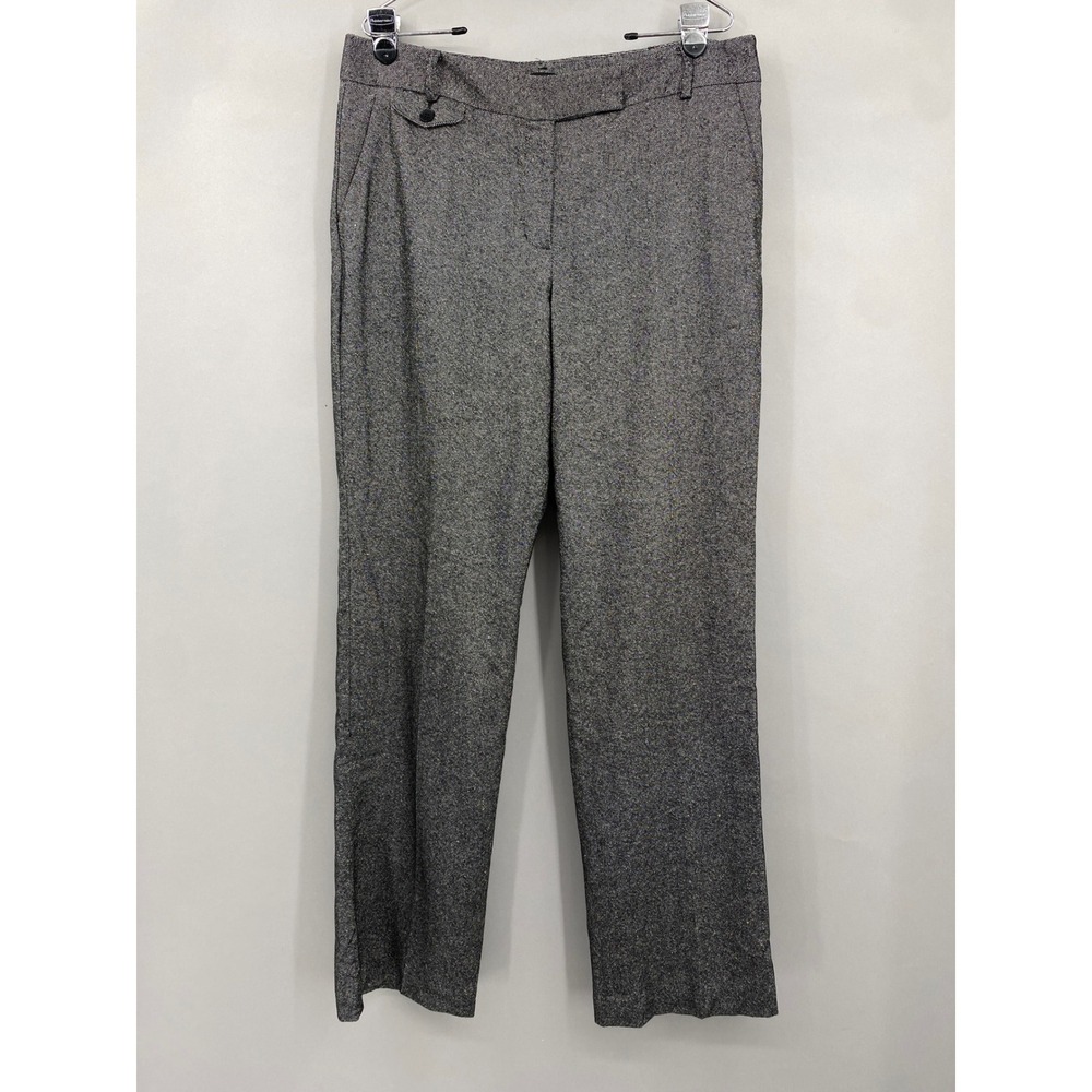 Talbots Curvy Fit Wool Silk Blend Trousers Women 14L Grey Tweed Work Pants